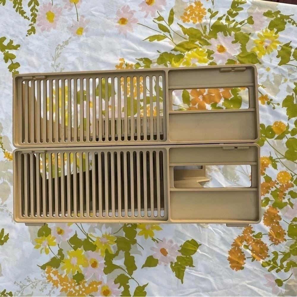 VTG 60s Eldon Office Products Stackable Paper Sorter Set of 2 Tan Plastic Retro